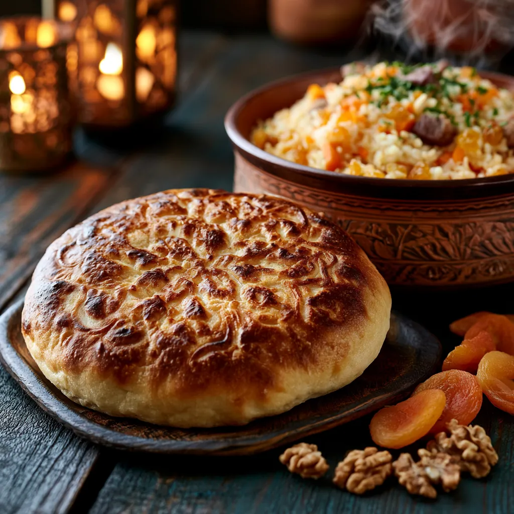 Traditionelle usbekische Holztür mit orientalischen Verzierungen – Eingang Samarkand München